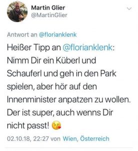 Martin Glier Tweet an Florian Klenk 