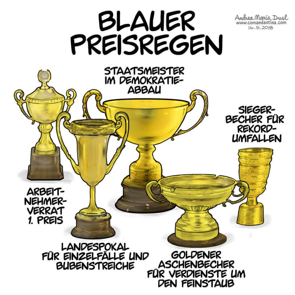 Comandantinas Schaubilder: Blauer Preisregen