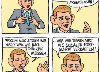 Jobgipfel der Regierung - Cartoon von Karl Berger