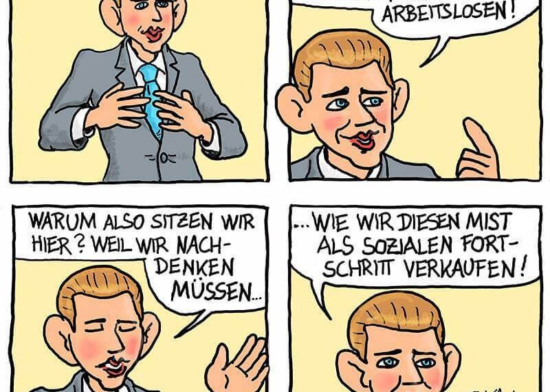 Jobgipfel der Regierung - Cartoon von Karl Berger