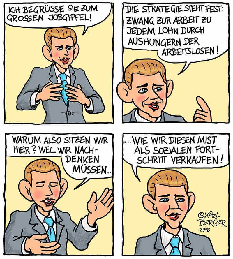 Jobgipfel der Regierung - Cartoon von Karl Berger