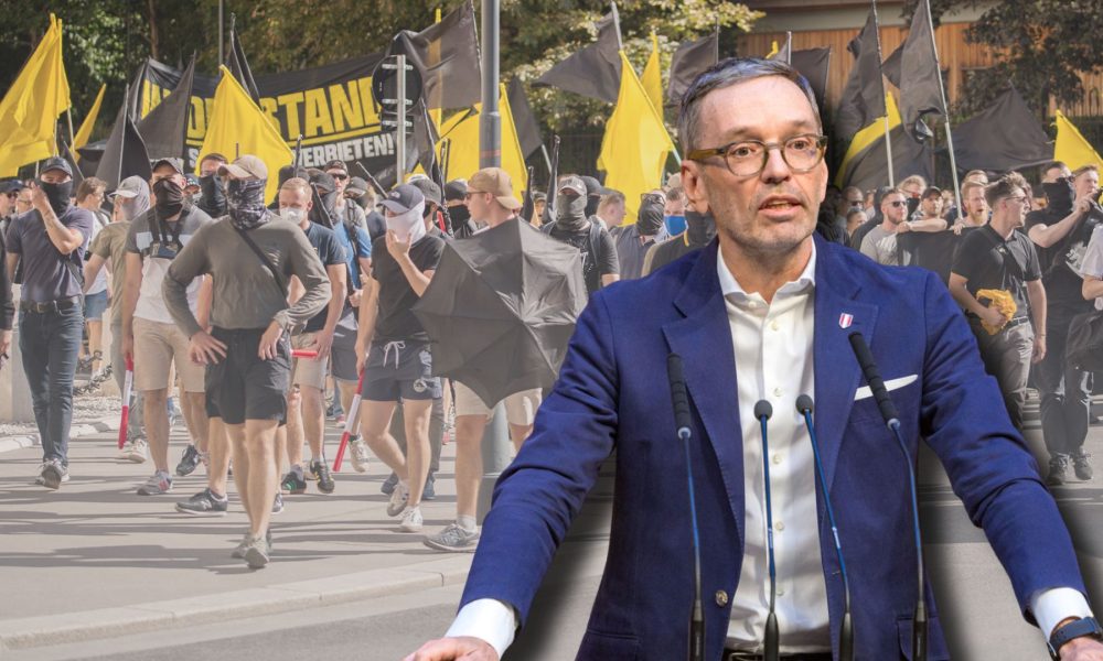 Herbert Kickl, Identitäre Bewegung (Foto: Parlamentsdirektion/Ivan Radic/flickr/ CC BY 2.0; eigene Montage)
