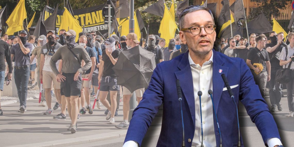Herbert Kickl, Identitäre Bewegung (Foto: Parlamentsdirektion/Ivan Radic/flickr/ CC BY 2.0; eigene Montage)