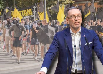 Herbert Kickl, Identitäre Bewegung (Foto: Parlamentsdirektion/Ivan Radic/flickr/ CC BY 2.0; eigene Montage)
