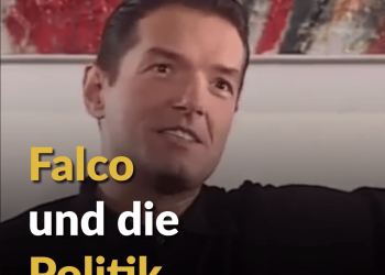 Auf dem Foto erkennt man den österreichischen Ausnahmekünstler Falco, der sich offen gegen rechte Parteilinien aussprach.