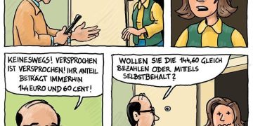 Der Cartoon veranschaulicht das Debakel der Patienten-Milliarde, die durch Kurz und die ÖVP eingeführt wird.