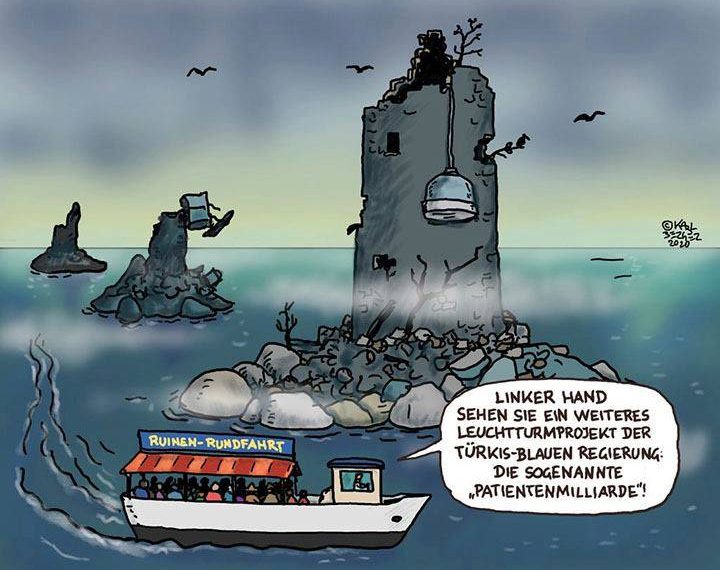 Die nächste Ruine der Koalition unter Kanzler Kurz. Die Patientenmilliarde funktioniert nicht - eine souveräne Gesundheitsreform bleibt aus.