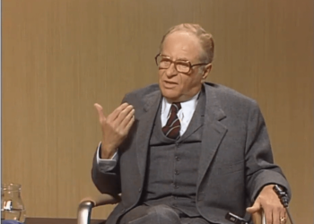 Bundeskanzler Bruno Kreisky in einer ORF Diskussionsrunde vor der Nationalratswahl 1983 kontert Alois Mock.