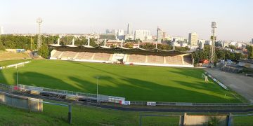 Das Foto zeigt das neu renovierte Stadion des First Vienna FC an der Hohen Warte.