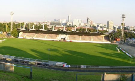 Das Foto zeigt das neu renovierte Stadion des First Vienna FC an der Hohen Warte.