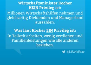 BM Kocher sieht Teilzeit als Privileg.