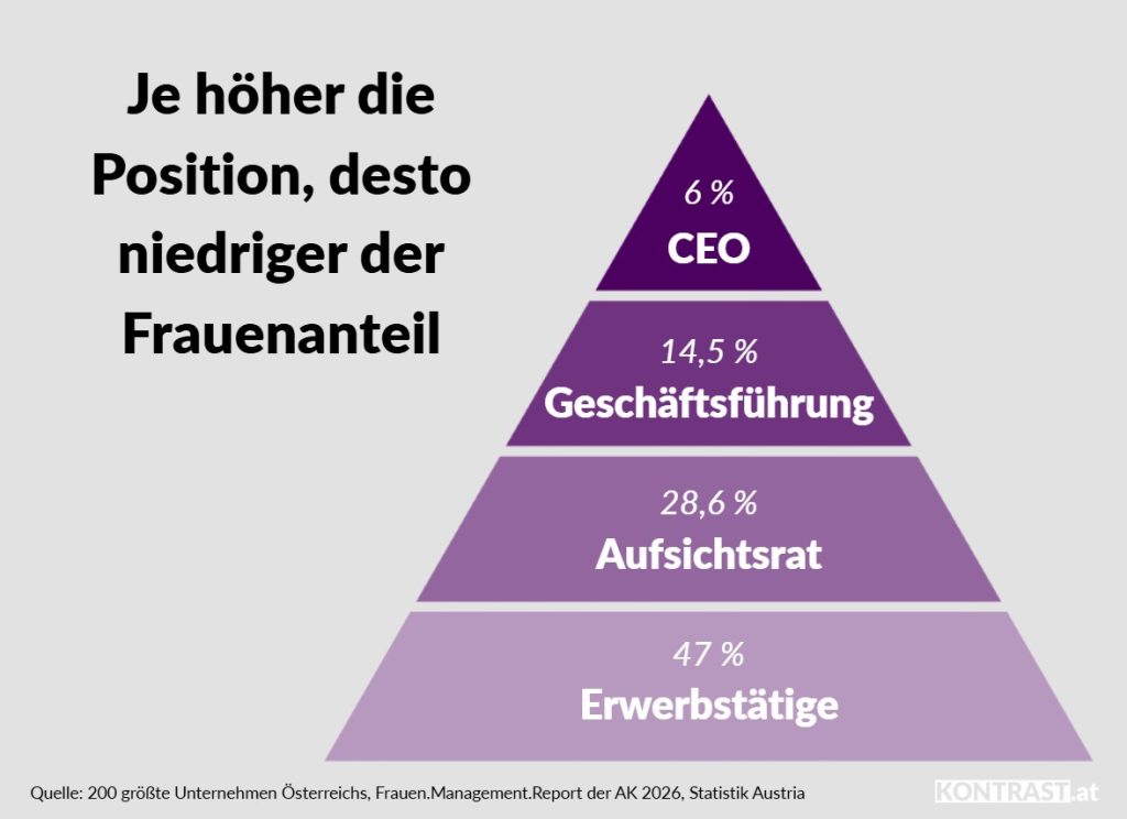 Frauen Anteil Erwerbstätige, Vorstand, CEO, hohe Jobpositionen, Grafik