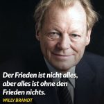 Zitat: Der Frieden ist nicht alles, aber alles ist ohne den Frieden nichts. Willy Brandt