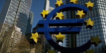 Ein blau-gelbes Schild mit Sternen darauf