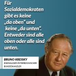 Zitat: Für Sozialdemokraten gibt es keine "da oben" und keine "da unten". Entweder sind alle oben oder alle sind unten. Bruno Kreisky