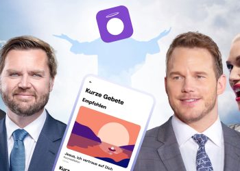 Hallow App, Wahlberg, Vance, Pratt, Stefani (Foto: Unsplash+, Mark Wahlberg / Eva Rinaldi Photography (CC BY-SA 2.0), Dick Thomas Johnson from Tokyo, Japan (CC BY 2.0), Hallow-App)