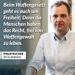 Zitat: Beim Waffengesetz geht es auch um Freiheit: Denn die Menschen haben das Recht, frei von Waffengewalt zu leben. Philip Kucher