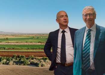 Jeff Bezos und Bill Gates kaufen US-Ackerland in großem Stil. (Foto: Senior Master Sgt. Adrian Cadiz/CC BY 2.0, Ben Dance/C BY 2.0, Unsplash/Getty Images; eigene Montage)
