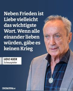 Zitate Der deutsche Hollywood-Schauspieler Udo Kier ist tot. Er spielte in über 250 Film- und Fernsehproduktionen mit und arbeitete unter anderem mit Madonna, Lars von Trier und Andy Warhol zusammen. In Europa war er in einigen Produktionen von Werner Herzog, David Schalko und Rainer Werner Fassbinder zu sehen. Im Jahr 1991 schaffte er als Schauspieler in dem Film „My Own Private Idaho“ seinen Durchbruch in den USA. Seither war er immer wieder in Horrorfilmen oder in der Rolle des Bösewichts zu sehen. Sein letzter kurzer Leinwandauftritt in Wien erfolgte vor Kurzem bei der Viennale im brasilianischen Film "The Secret Agent" von Kleber Mendonça Filho, der im Dezember in den Kinos startet. Zitat: Neben Frieden ist Liebe vielleicht das wichtigste Wort. Wenn alle einander lieben würden, gäbe es keinen Krieg. Udo Kier