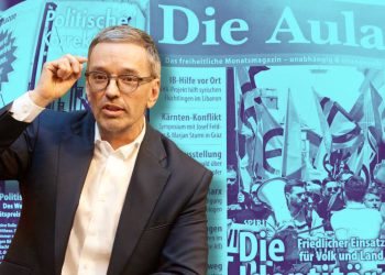 Herbert Kickl ließ in der Aula inserieren. (Foto: Parlamentsdirektion/Thomas Topf; APA Picturedesk/Hannes Punz; Montage)