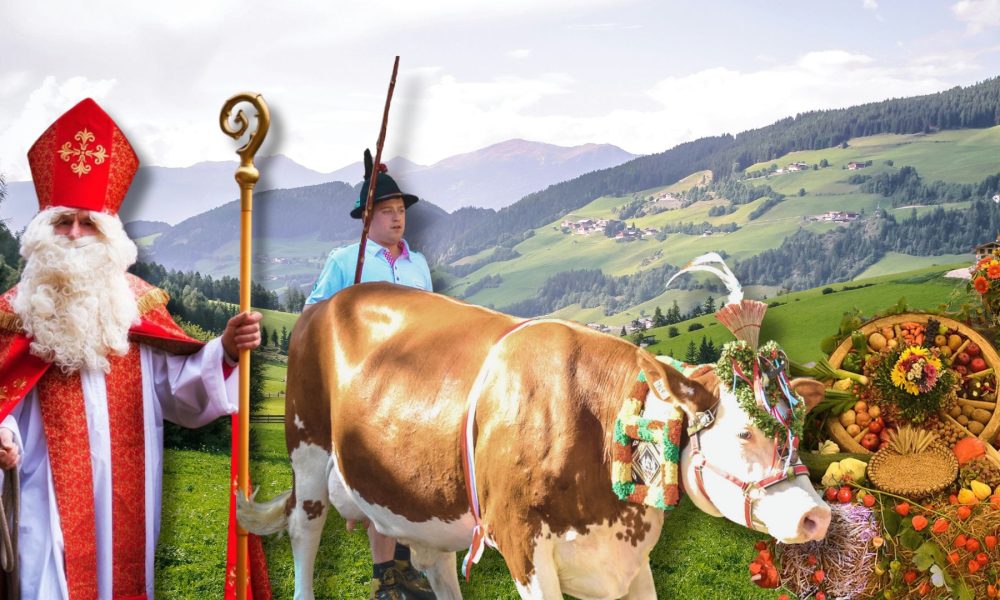 Bräuche in Österreich (Foto: Wikipedia: Tobias Spitaler/CC BY 3.0, Horst A. Kandutsch/ CC BY-SA 3.0, Unsplash/ Paul Pastourmatzis, Bengt Nyman/ CC BY 3.0, Montage)