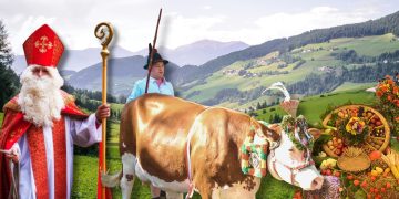 Bräuche in Österreich (Foto: Wikipedia: Tobias Spitaler/CC BY 3.0, Horst A. Kandutsch/ CC BY-SA 3.0, Unsplash/ Paul Pastourmatzis, Bengt Nyman/ CC BY 3.0, Montage)