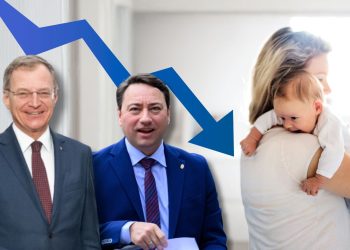 Thomas Stelzer und Manfred Haimbuchner: OÖ Landesregierung kürzt Eltern-Kind-Zuschuss. (Foto: Land OÖ/Peter Mayr; APA Picturedesk/ Werner Kerschbaummayr/fotokerschi; Unsplash/getty images; Montage)