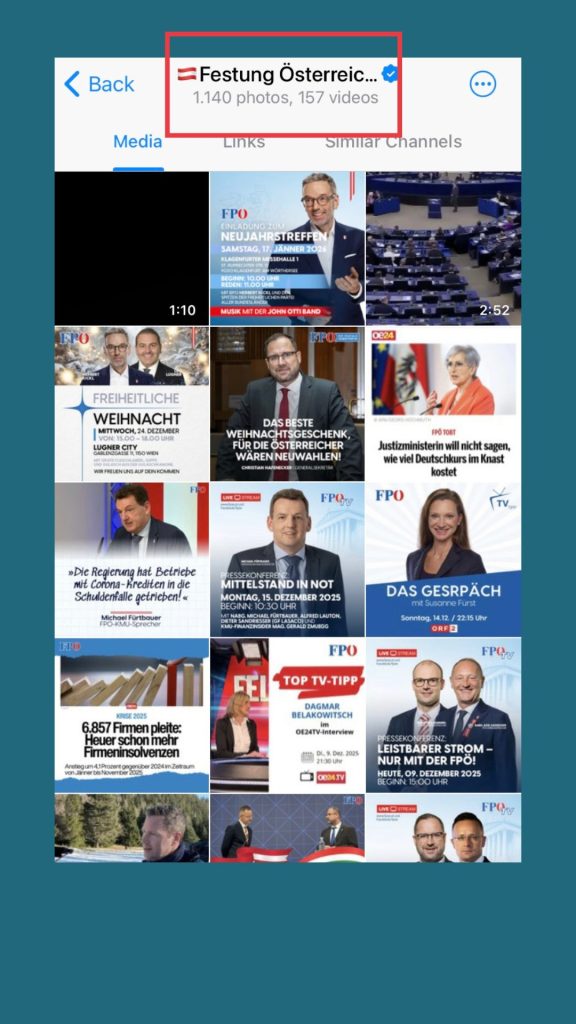 Screenshot 3 - Der FPÖ-Kanal "Festung Österreich"