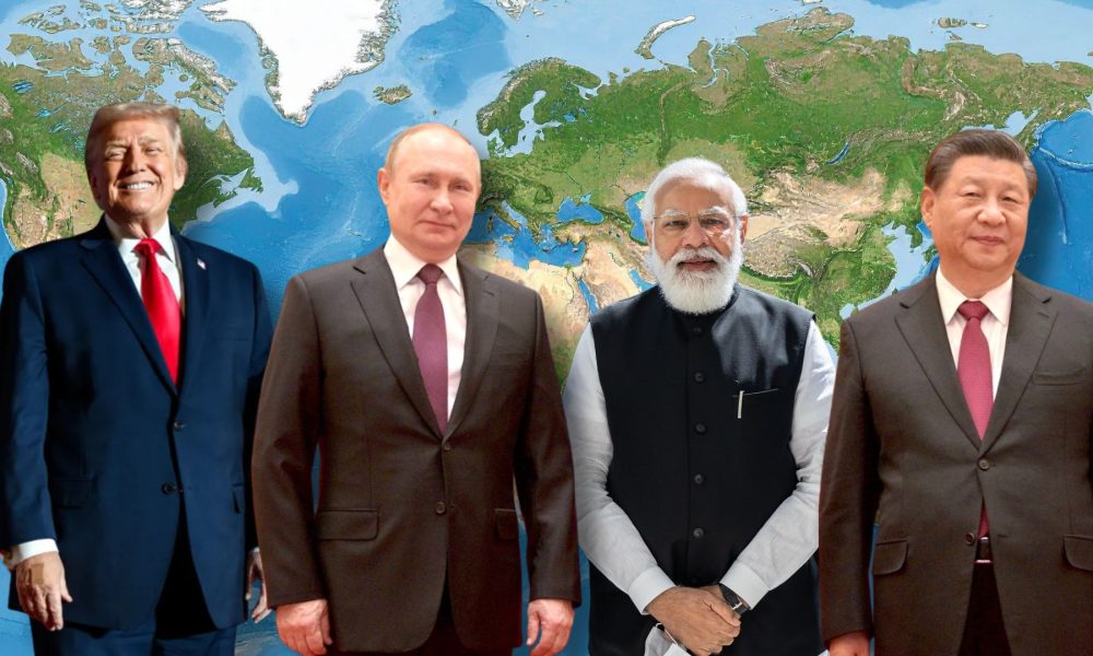 Immer mehr Autokratien auf der Welt (Bild: 首相官邸ホームページ/Wikipedia, CC BY 4.0, kremlin.ru/Wikipedia, CC BY 4.0, The White House/Wikipedia, public domin - Montage)