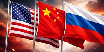 Flagge USA China Russland