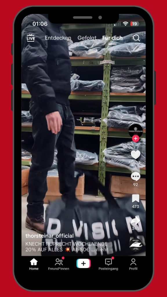 Screenshot: rechtsextremer Bekleidungsshop Tik Tok