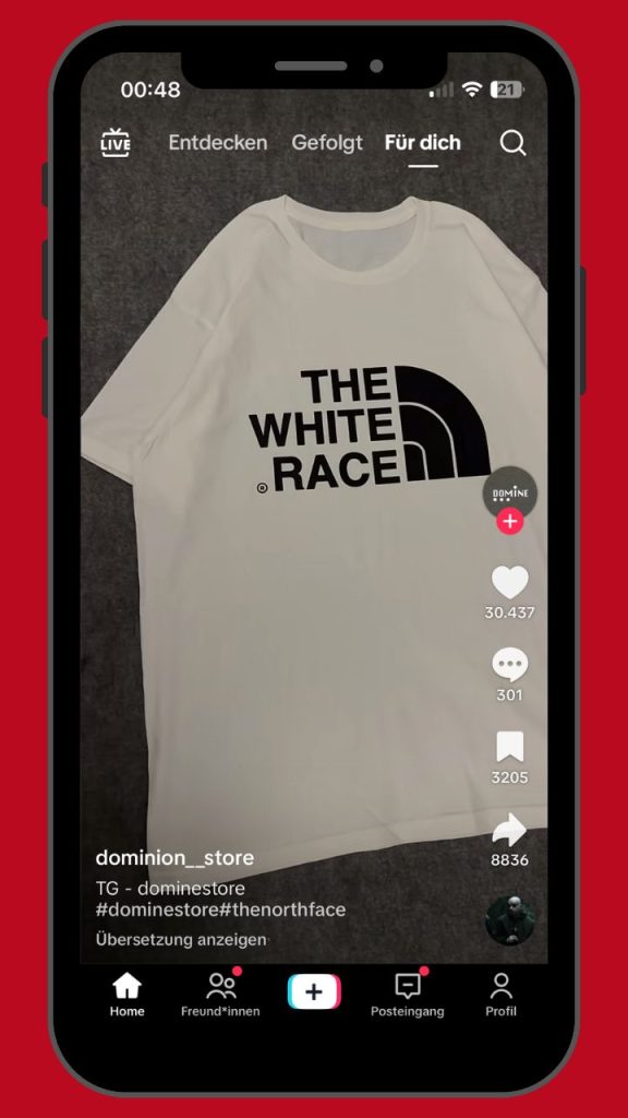 Screenshot: rechtsextreme Kleidung TikTok