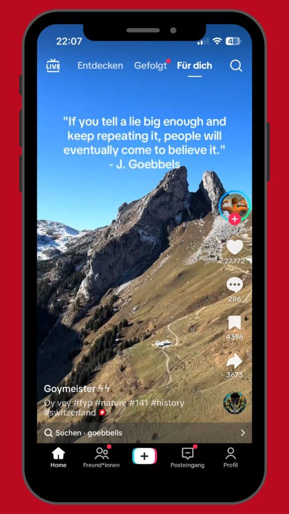 Screenshot: TikTok rechtsextreme Inhalte