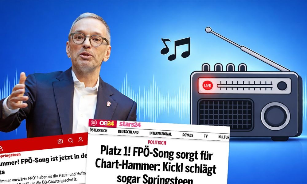 Kickl - Austria First - Foto: Parlamentsdirektion/​Thomas Topf / Screenshots heute.at & oe24.at - Montage