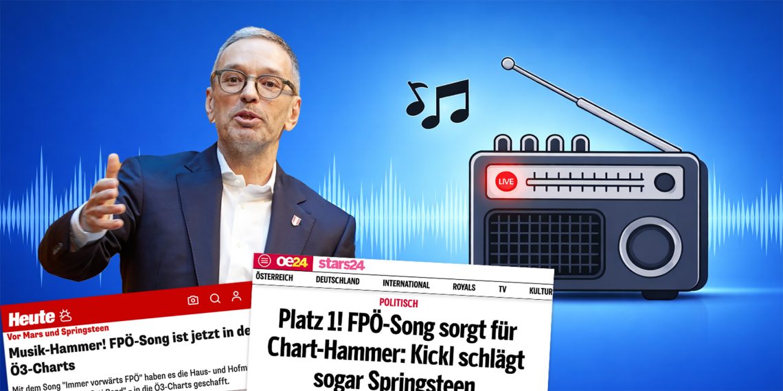 Kickl - Austria First - Foto: Parlamentsdirektion/​Thomas Topf / Screenshots heute.at & oe24.at - Montage