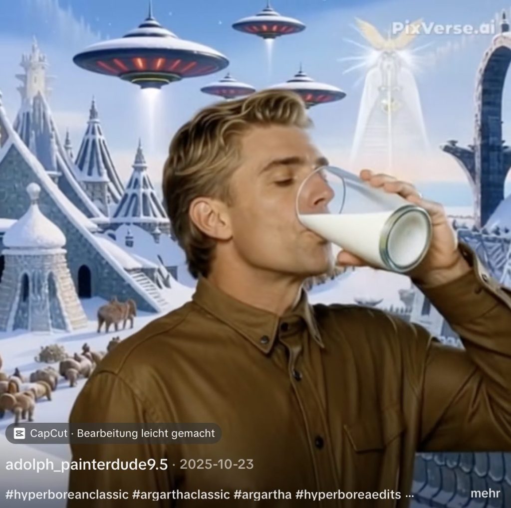 Beispiel für KI-generierten Inhalt auf Tiktok mit rechtsextremen Codes und Verweisen