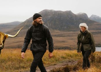 Schottland, Landschaft, Menschen, Hund, Kuh