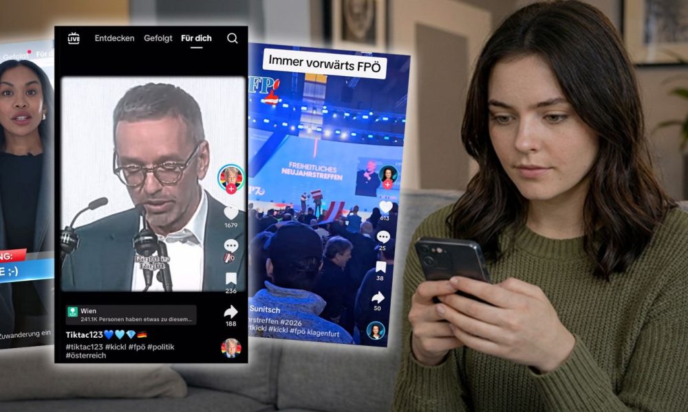 Titelbild Tiktok Experiment (Bild: Screenshots von freiheitlichen Tiktok-Accounts/Montage)