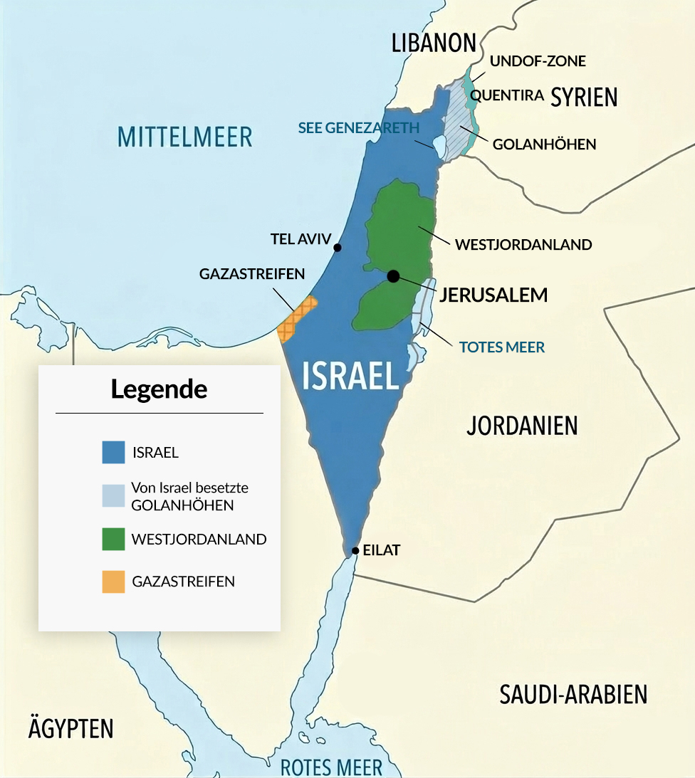 Siedlungsgebiete Israel, Palästina. Grafik: kontrast.at