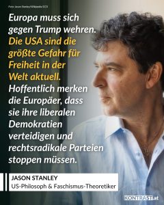 Trump hat im Wahlkampf versprochen, keine neuen Kriege zu beginnen. Doch das war reine Rhetorik. "Wer verstanden hat, dass Trump faschistisch agiert, konnte das vorhersehen", sagt der US-Philosoph Jason Stanley. Wir haben mit ihm gesprochen: Über die USA und warum er sich dort nicht mehr sicher fühlt. Über Friedensversprechen, die nichts wert sind – und warum es ihn hoffnungsvoll stimmt, wenn sich in Städten wie Minneapolis Widerstand gegen eine scheinbare Übermacht formiert. Zitat: Europa muss sich gegen Trump wehren. Die USA sind die größte Gefahr für Freiheit in der Welt aktuell. Hoffentlich merken die Europäer, dass sie ihre liberalen Demokratien verteidigen und rechtsradikale Parteien stoppen müssen. Jason Stanley