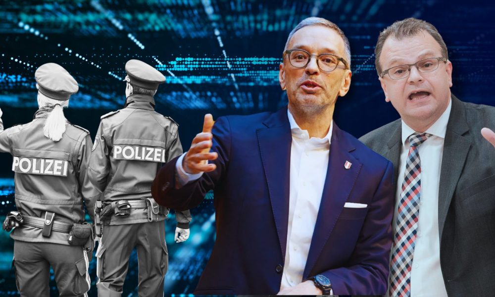 Kickl und Jenewein im Polizei-Datenleak-Skandal (Foto: Parlamentsdirektion/​Thomas Jantzen; BKA/BMI/Gerd Pachauer; Parlamentsdirektion/​Thomas Topf - Montage)