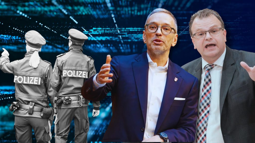 Kickl und Jenewein im Polizei-Datenleak-Skandal (Foto: Parlamentsdirektion/​Thomas Jantzen; BKA/BMI/Gerd Pachauer; Parlamentsdirektion/​Thomas Topf - Montage)