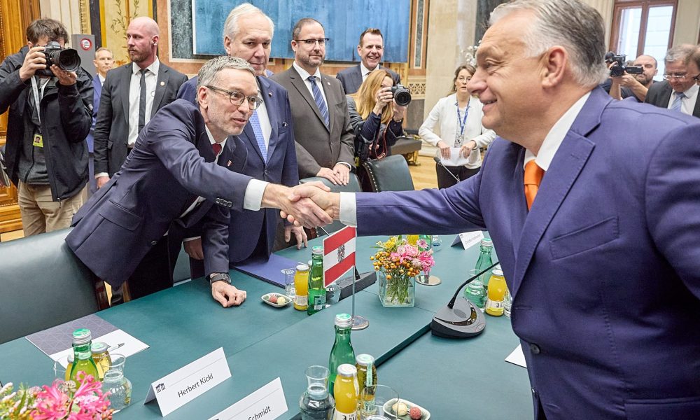 FPÖ empfängt Viktor Orban im Parlament, im Bild Herbert Kickl, Walter Rosenkranz, Christian Hafenecker und Harald Vilimsky (Foto: APA Picturedesk, Photonews.at)