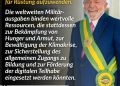 Der linke brasilianische Präsident Luiz Inácio Lula da Silva fordert in seinem Gastbeitrag eine Reform des UN-Sicherheitsrats als Voraussetzung, um Kriege zu verhindern und das Völkerrecht zu wahren. Er kritisiert globale Aufrüstung, KI-gestützte Zielauswahl im Militär und einseitige wirtschaftliche Sanktionen, die laut einer aktuellen Studie ebenso viele Todesopfer fordern wie bewaffnete Konflikte. Zitat: Wir erleben ein Wettrüsten, das Länder dazu treibt, immer mehr ihrer Budgets für Rüstung aufzuwenden. Die weltweiten Militärausgaben binden wertvolle Ressourcen, die stattdessen zur Bekämpfung von Hunger und Armut, zur Bewältigung der Klimakrise, zur Sicherstellung des allgemeinen Zugangs zu Bildung und zur Förderung der digitalen Teilhabe eingesetzt werden könnten. Luiz Inácio Lula da Silva