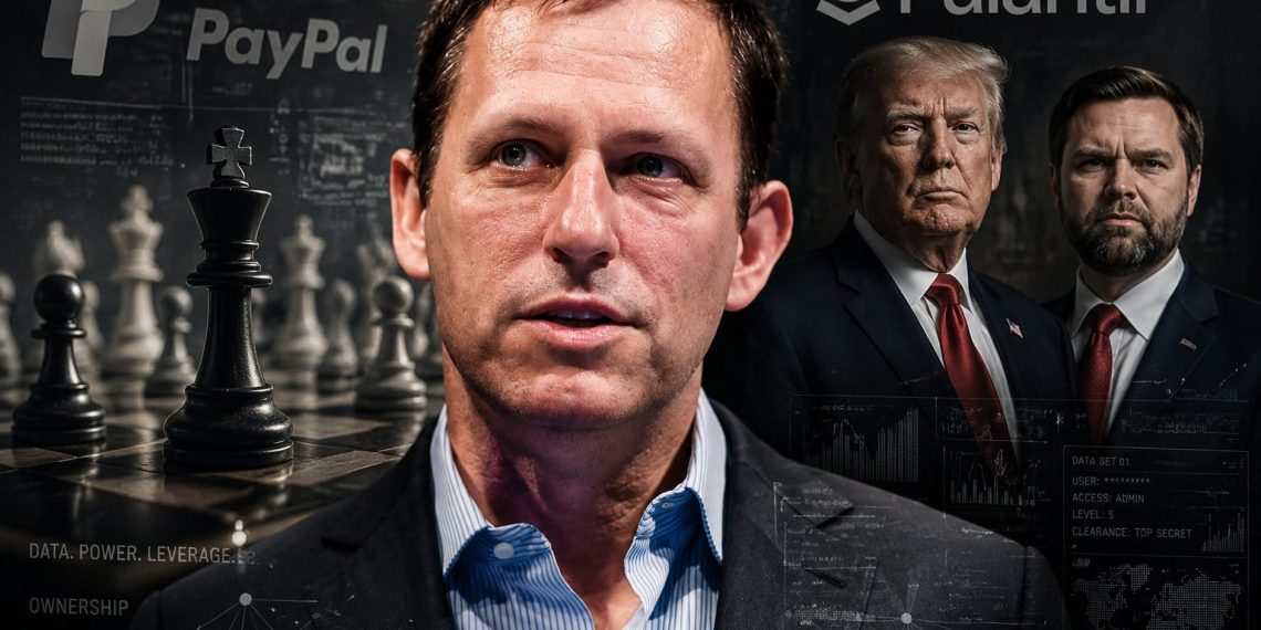 Peter Thiel war Teil der PayPal-Mafia, hat Palantir gegründet, Trump unterstützt und Vance finanziert. (Bild: Dan Taylor/Wikipedia/CC BY 2.0; KI-Montage)
