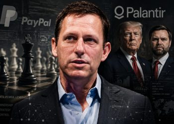 Peter Thiel war Teil der PayPal-Mafia, hat Palantir gegründet, Trump unterstützt und Vance finanziert. (Bild: Dan Taylor/Wikipedia/CC BY 2.0; KI-Montage)