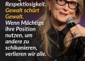 Meryl Streep zählt zu den Schauspielgrößen Hollywoods und ist für ihre Wandlungsfähigkeit bekannt. Für Rollen in Filmen wie „Kramer vs. Kramer“, „Sophie's Choice“, „Der Teufel trägt Prada“ und „The Iron Lady“ wurde sie weltweit gelobt. Sie gewann drei Oscars und hält mit 21 Nominierungen den Rekord als meistnominierte Schauspielerin der Academy-Geschichte. Dieses Zitat stammt aus ihrer Rede bei den "Golden Globes" 2017, als sie den Cecil B. DeMille Award für ihr Lebenswerk erhielt. In ihrer Rede kritisierte sie - ohne Donald Trump namentlich zu nennen - dessen Spott über einen behinderten Reporter. Sie warnte davor, dass Demütigung und Gewalt „von oben“ gesellschaftlich nach unten weitergegeben werden. Zitat: Respektlosigkeit erzeugt Respektlosigkeit. Gewalt schürt Gewalt. Wenn Mächtige ihre Position nutzen, um andere zu schikanieren, verlieren wir alle. Meryl Streep