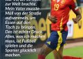 Lamine Yamal, Stürmer im spanischen Nationalteam, wurde gefragt, wie er mit dem Druck im Wettkampf umgeht. In seiner Antwort gab er kurze und sehr persönliche Einblicke in seine Kindheit und das Leben seiner Eltern - und machte klar, was wirklicher Druck ist. Zitat: Druck? Meine Mutter war 16, als sie mich zur Welt brachte. Mein Vater musste Müll von der Straße aufsammeln, um Essen auf den Tisch zu bringen. Das ist echter Druck. Alles, was ich machen muss, ist Fußball spielen und die Spanier glücklich machen. Lamine Yamal