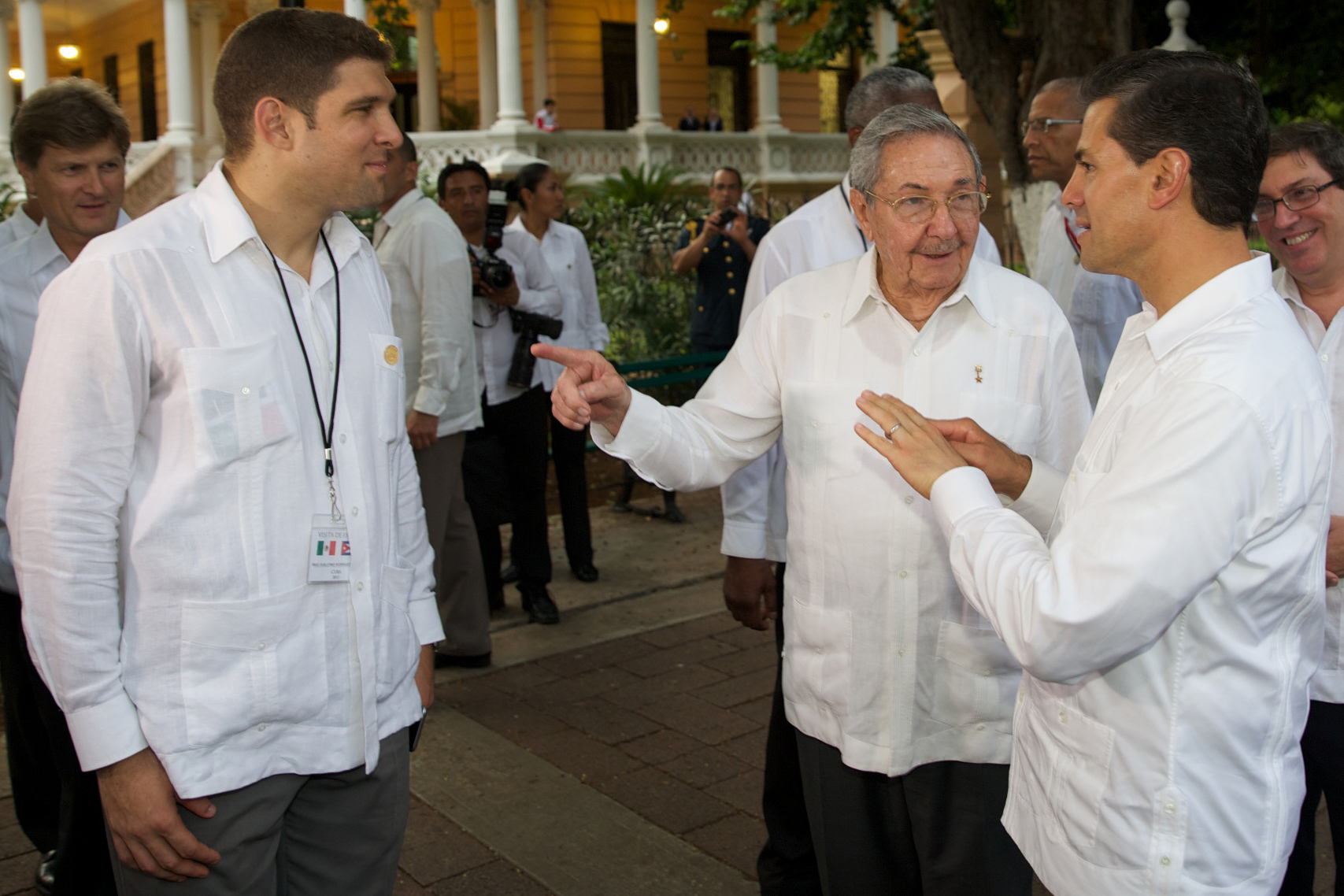 Rodríguez Guillermo Castro links, Raul Castro in der Mitte, Foto: Presidencia de la República Mexicana