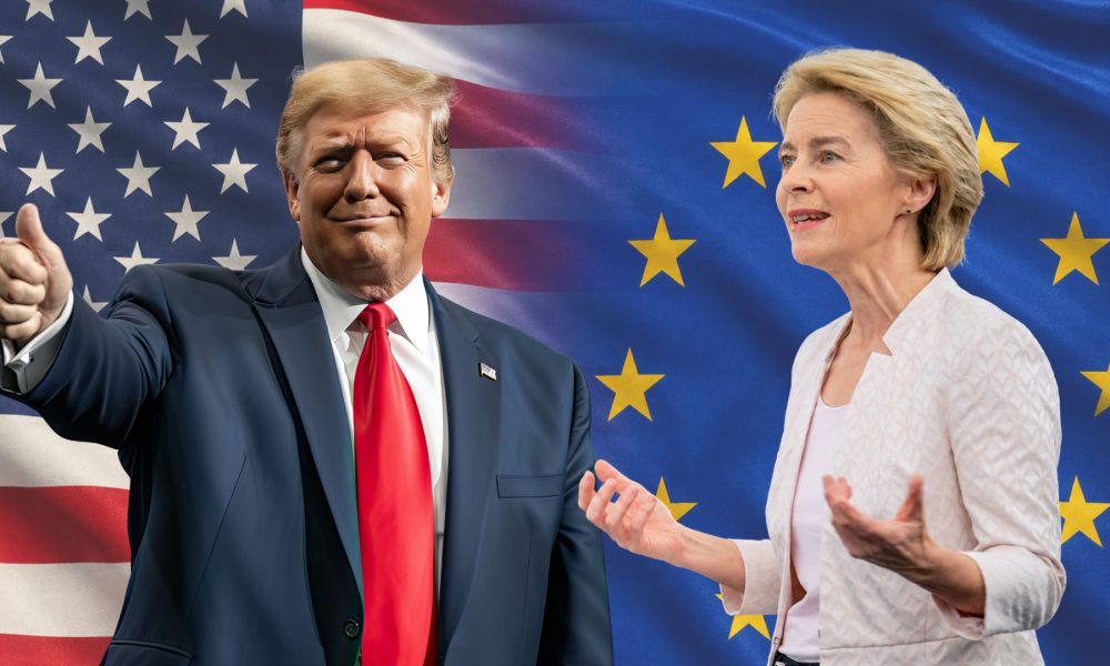 Ursula von der Leyen und Donald Trump einigen sich im Juni 2026 auf Zoll-Deal. (Foto: European Parliament/Wikipedia/CC BY 2.0; KI-Montage)